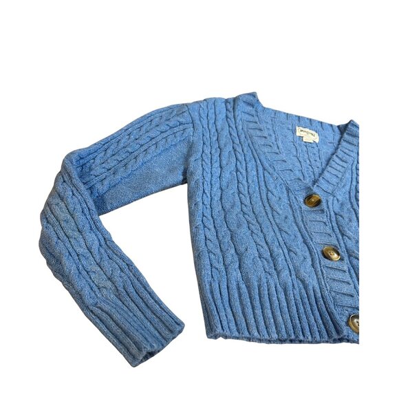 American Eagle Blue Cropped Knit Cardigan - Picture 7 of 8
